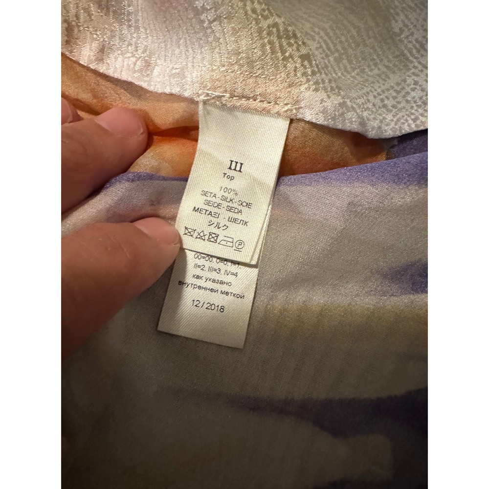 forte_forte 100% Silk Abstract Watercolor V-Neck Top Made in Italy Sz 3 US 8/10 - Picture 6 of 6